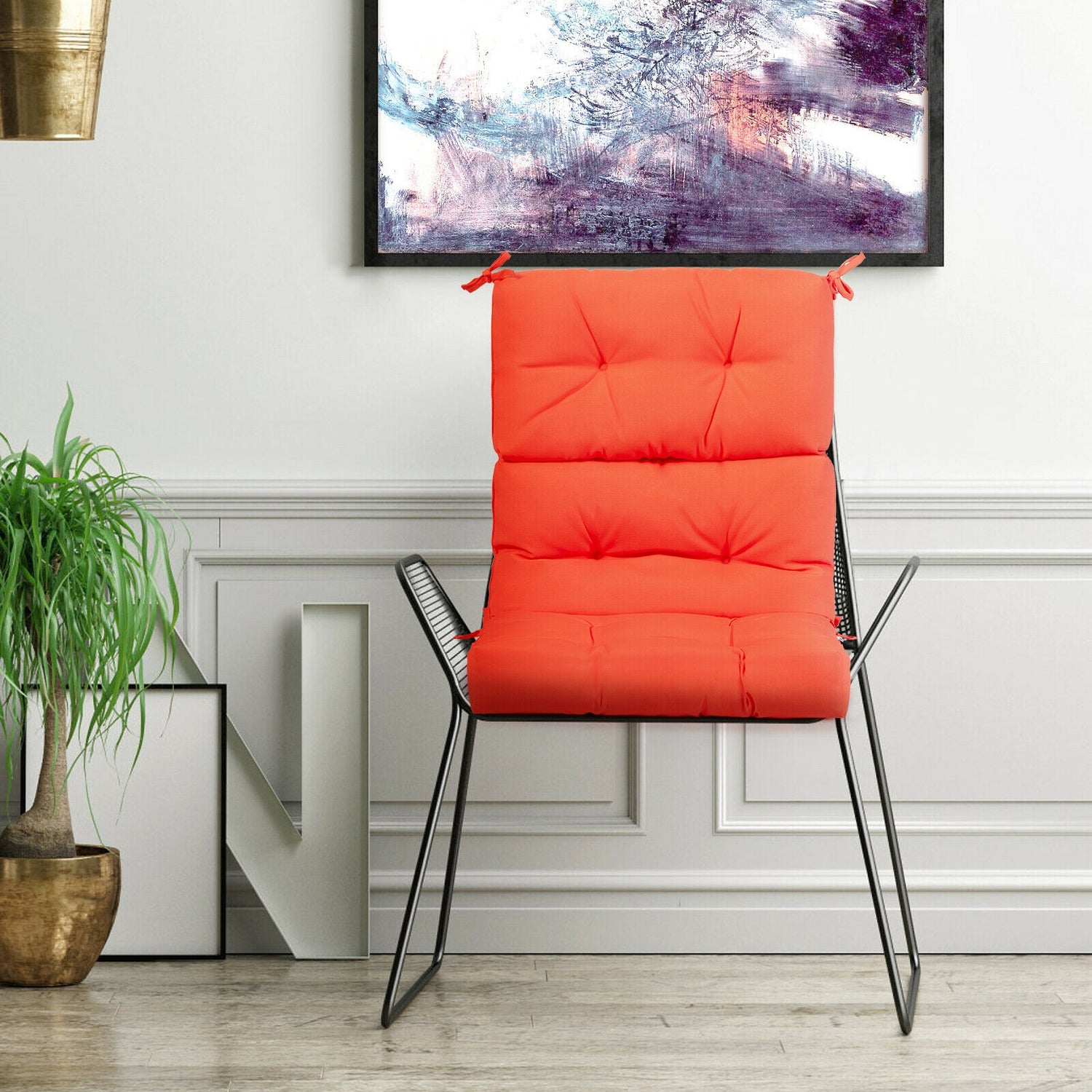 22 x 44 Inch Tufted Outdoor Patio Chair Seating Pad