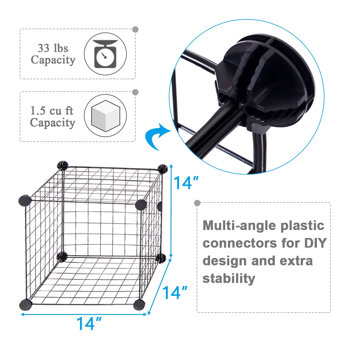 42" x 14" x 56" DIY 12-Cube Metal Grid Wire Storage Cubes
