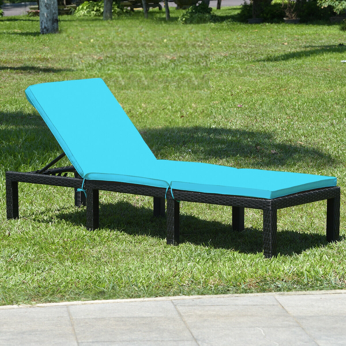 Patio Rattan Lounge Chair Chaise Couch Cushioned Height Adjustable