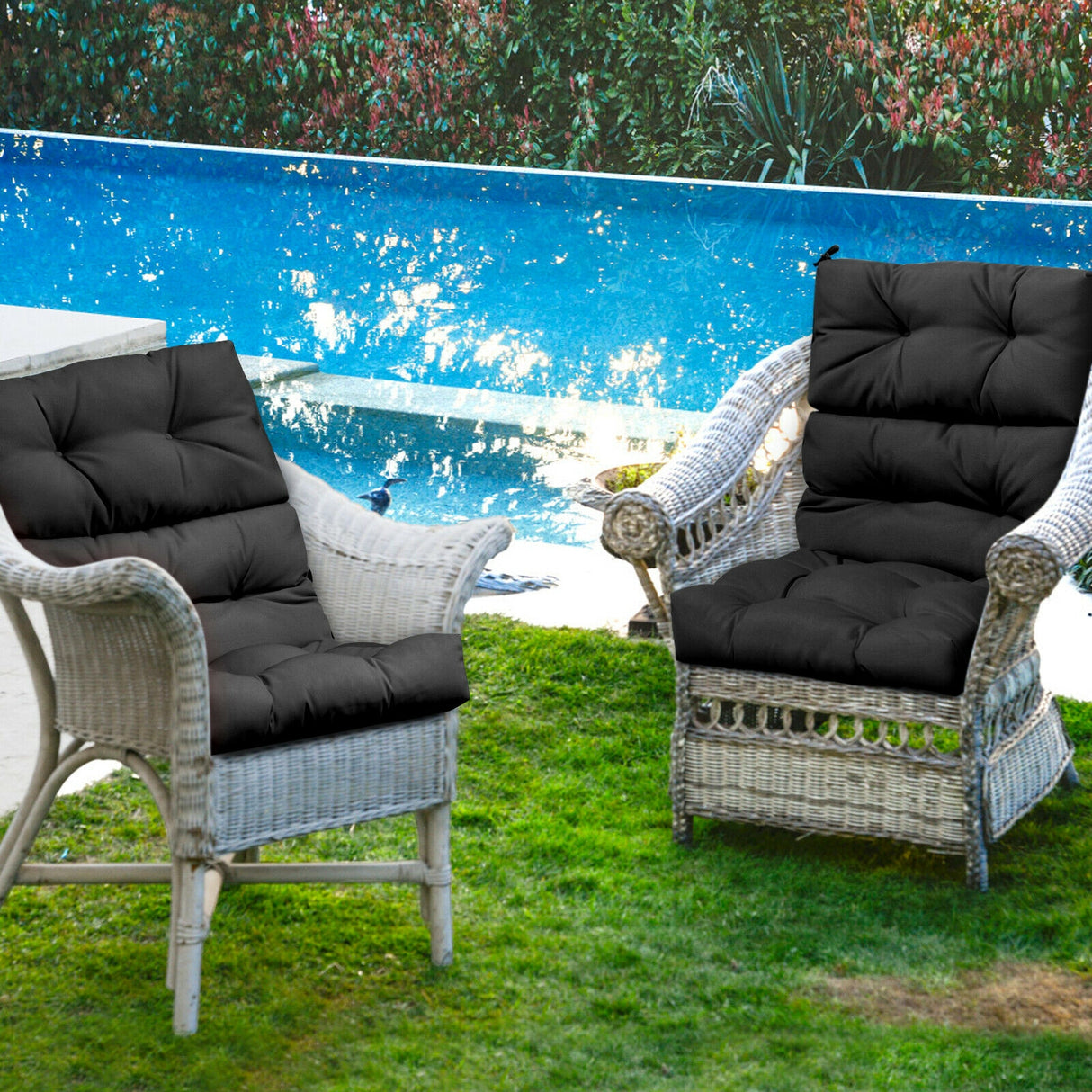 22 x 44 Inch Tufted Outdoor Patio Chair Seating Pad