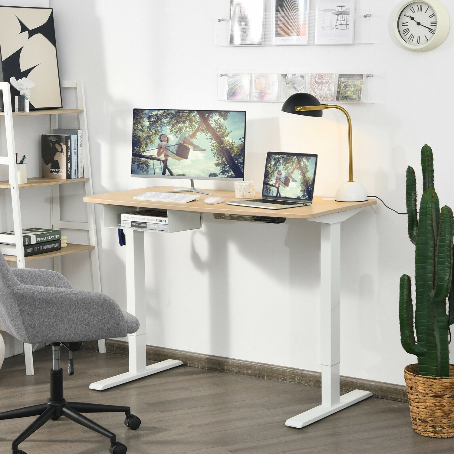48 Inches Electric Standing Adjustable Desk with Control Panel and USB Port