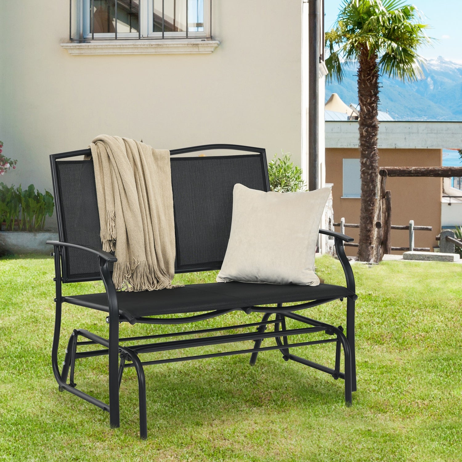 Outdoor Iron Patio Rocking Chair for Backyard and Lawn