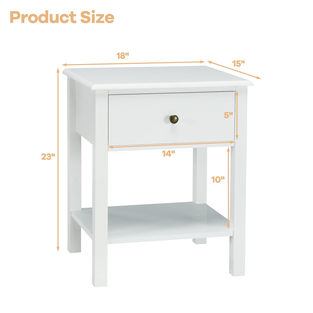 Nightstand End Table with Drawer and Shelf