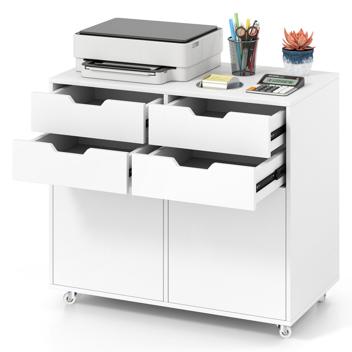 4 Drawer File Cabinet with Wheels for Home Office Organization