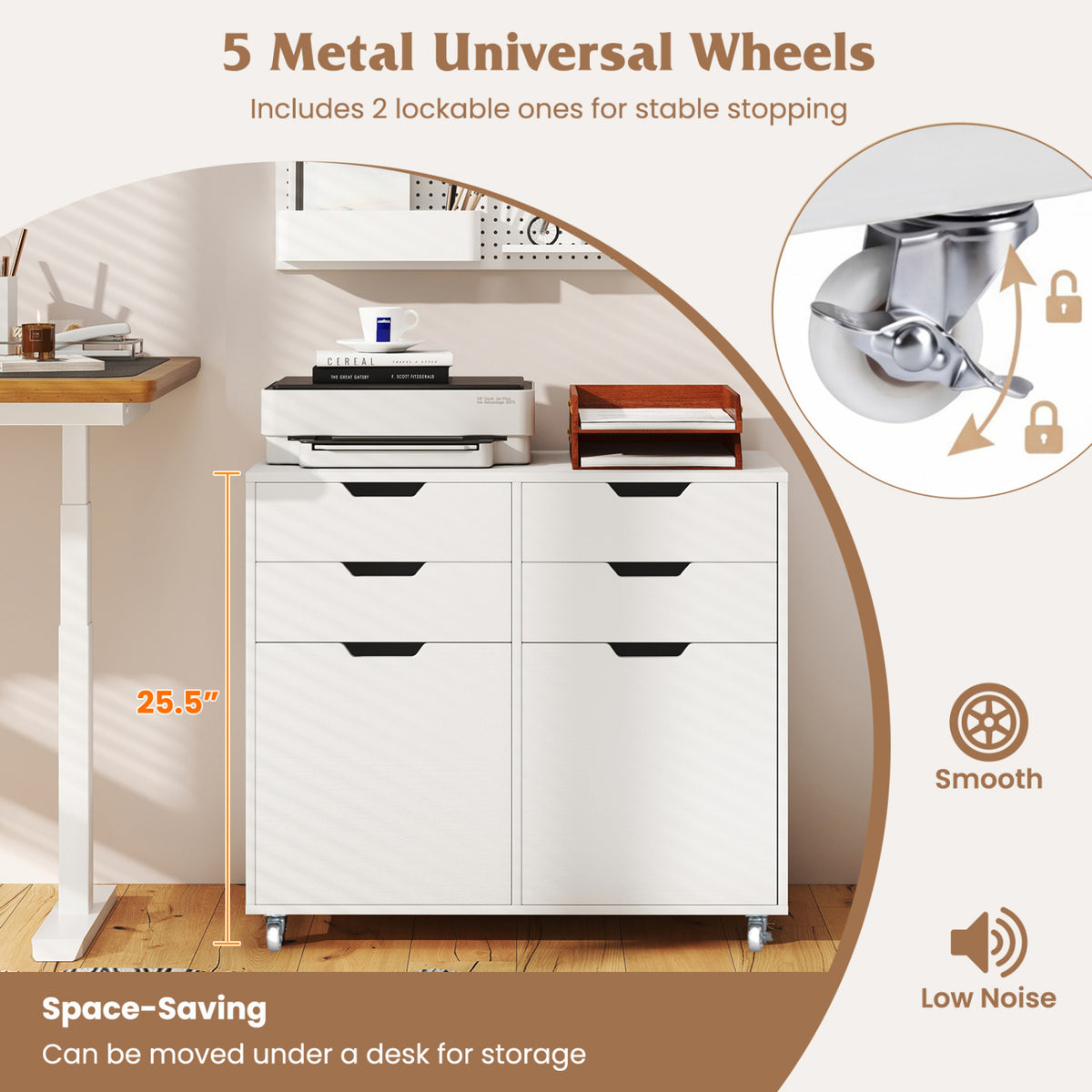 4 Drawer File Cabinet with Wheels for Home Office Organization