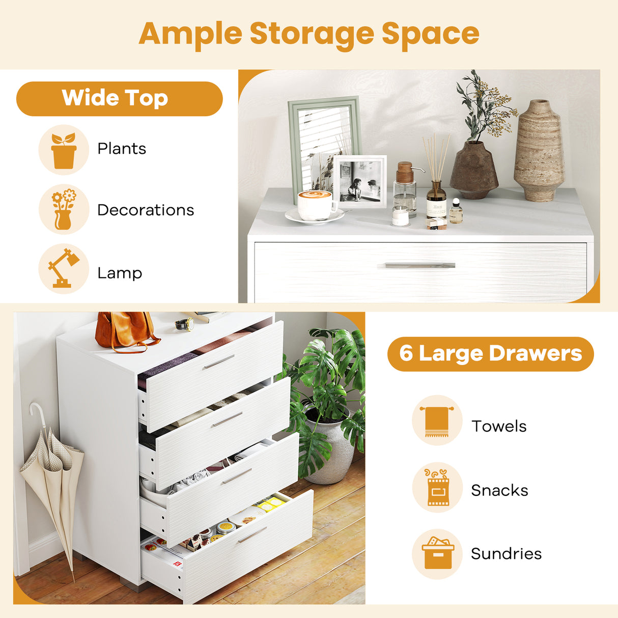4 Drawer Storage Cabinet with Metal Legs Handles with Anti-Toppling Devices