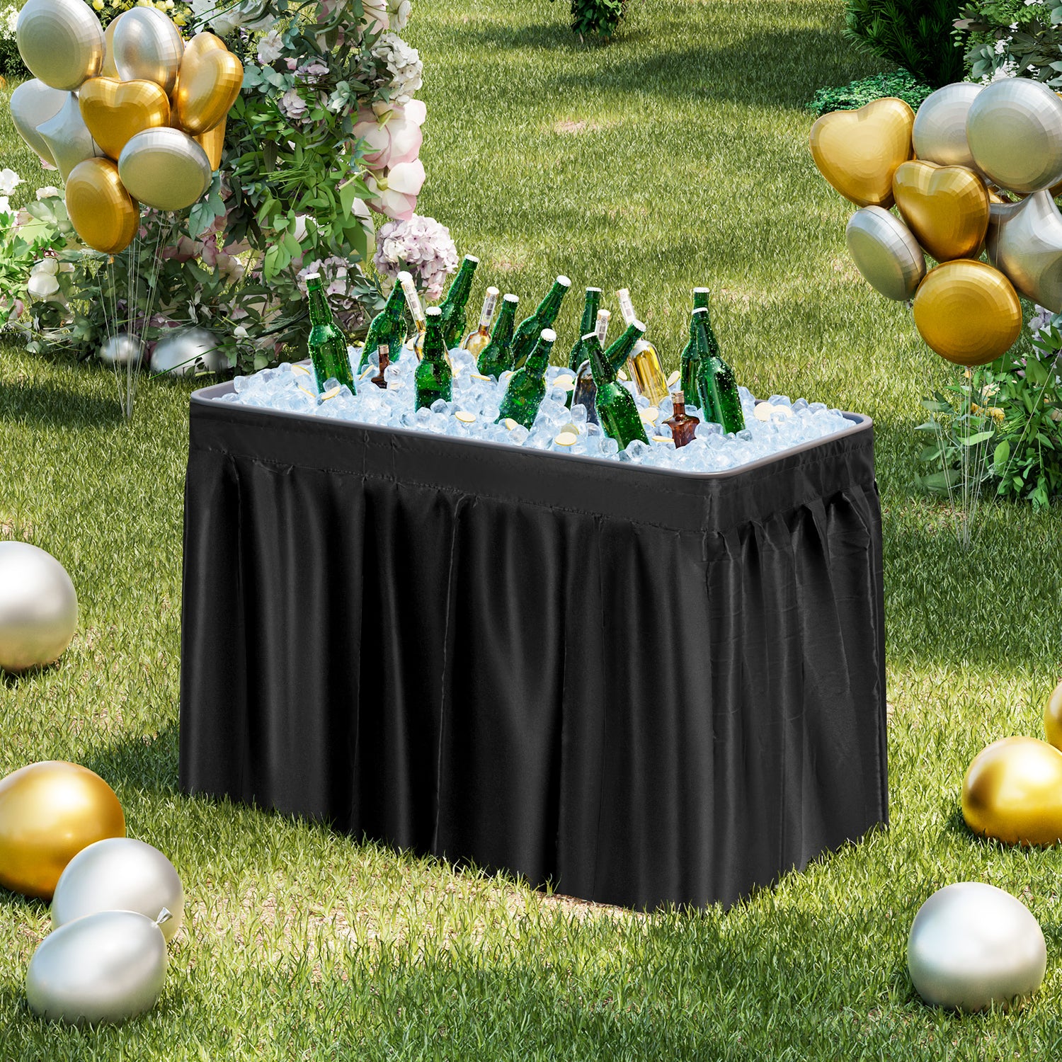 4 Feet Plastic Party Ice Folding Table with Matching Skirt