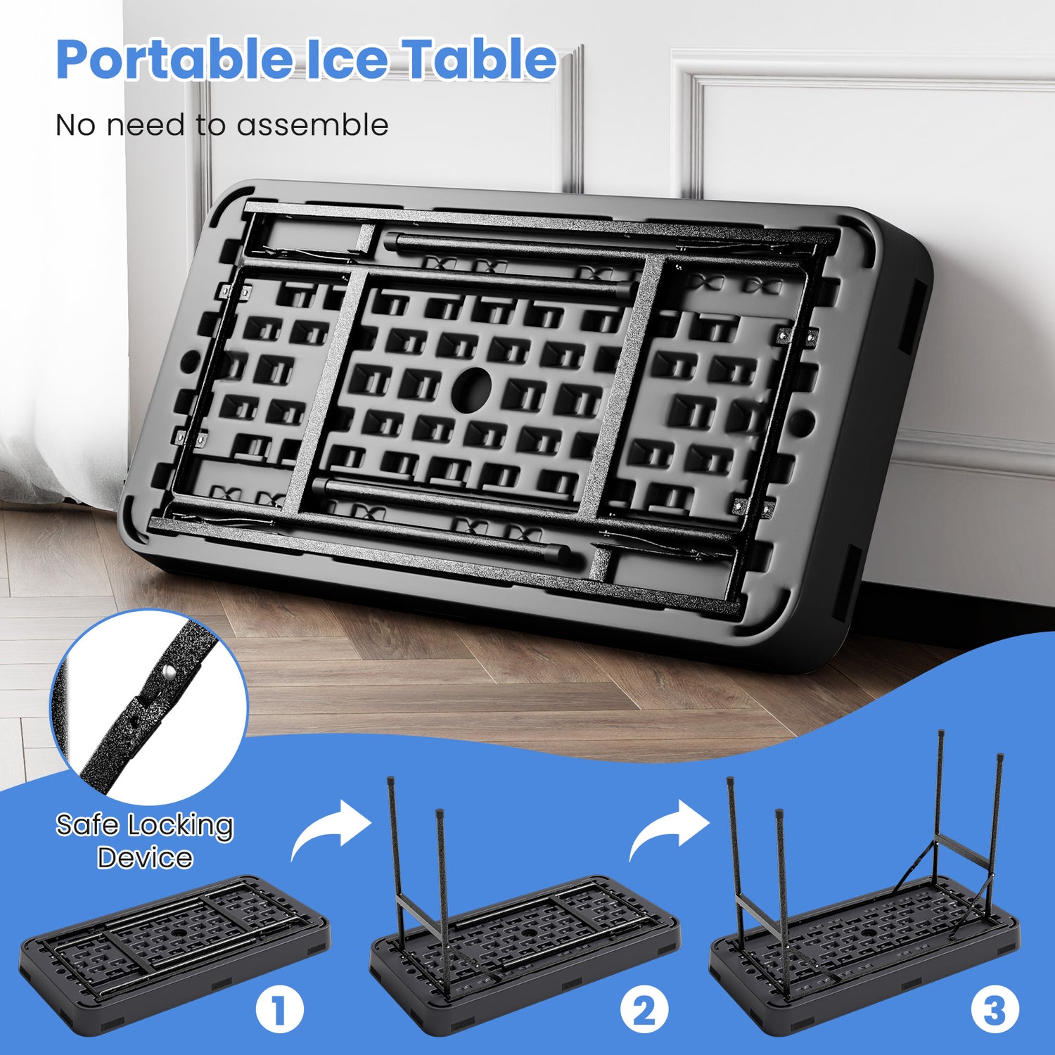 4 Feet Plastic Party Ice Folding Table with Matching Skirt