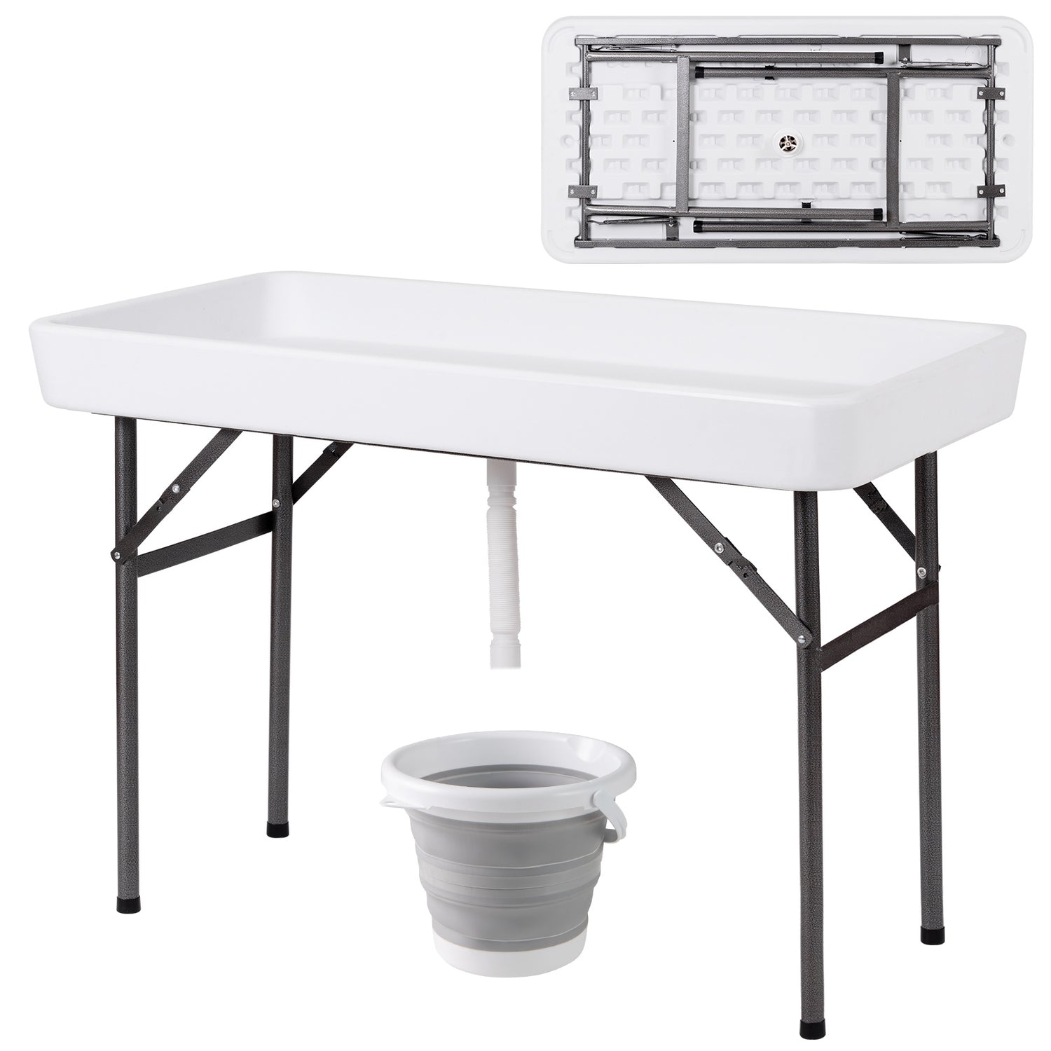4 Feet Plastic Party Ice Folding Table with Matching Skirt
