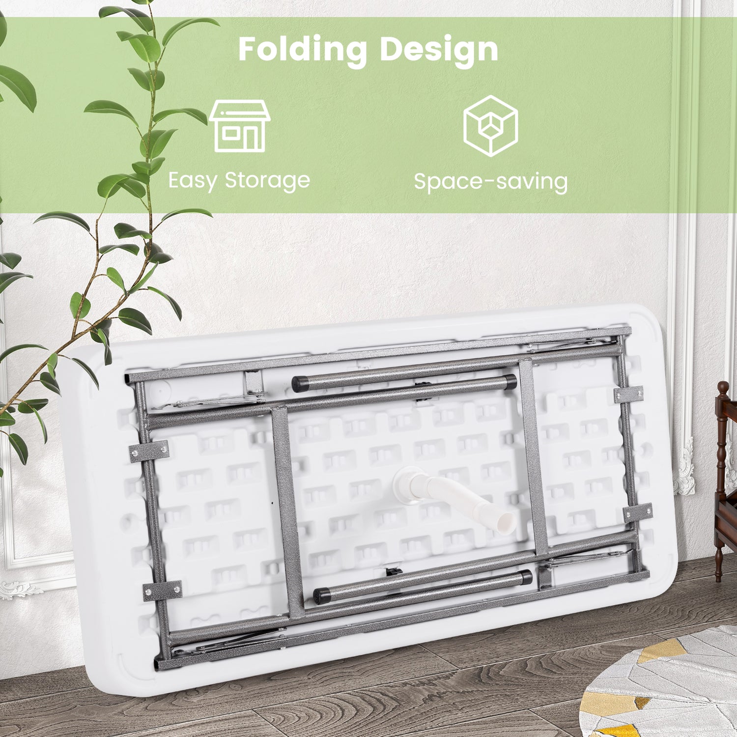 4 Feet Plastic Party Ice Folding Table with Matching Skirt