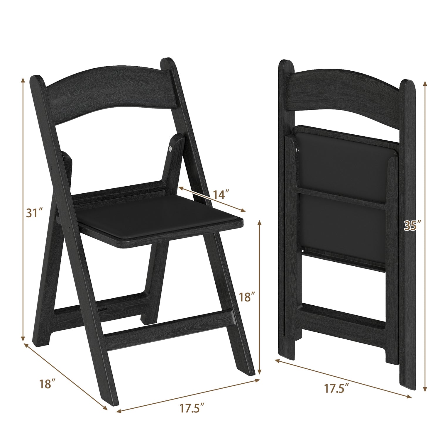 4 Pack Resin Folding Chairs with Padded Seat