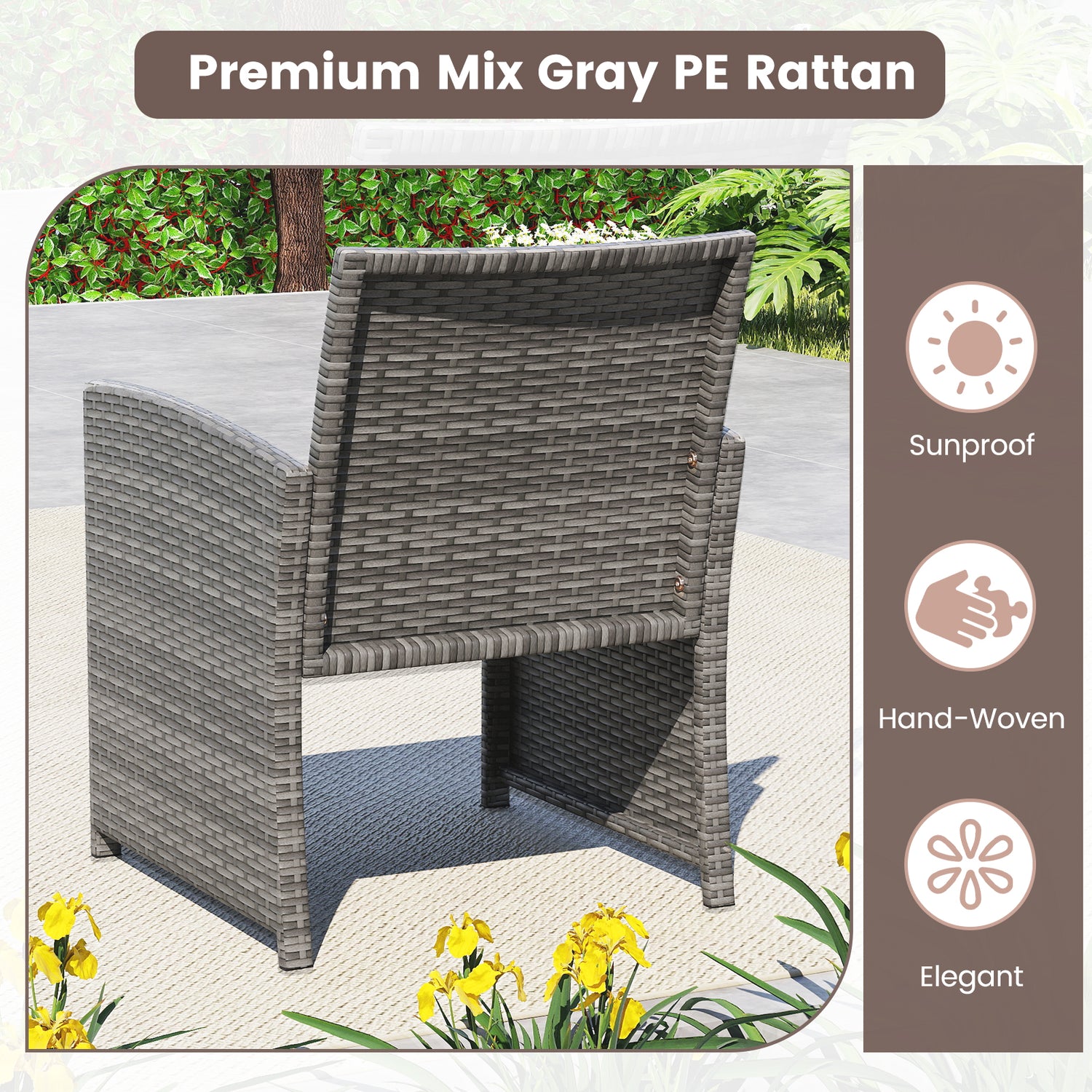 4 Piece Patio Conversation Set Rattan Chair Loveseat and Table Set