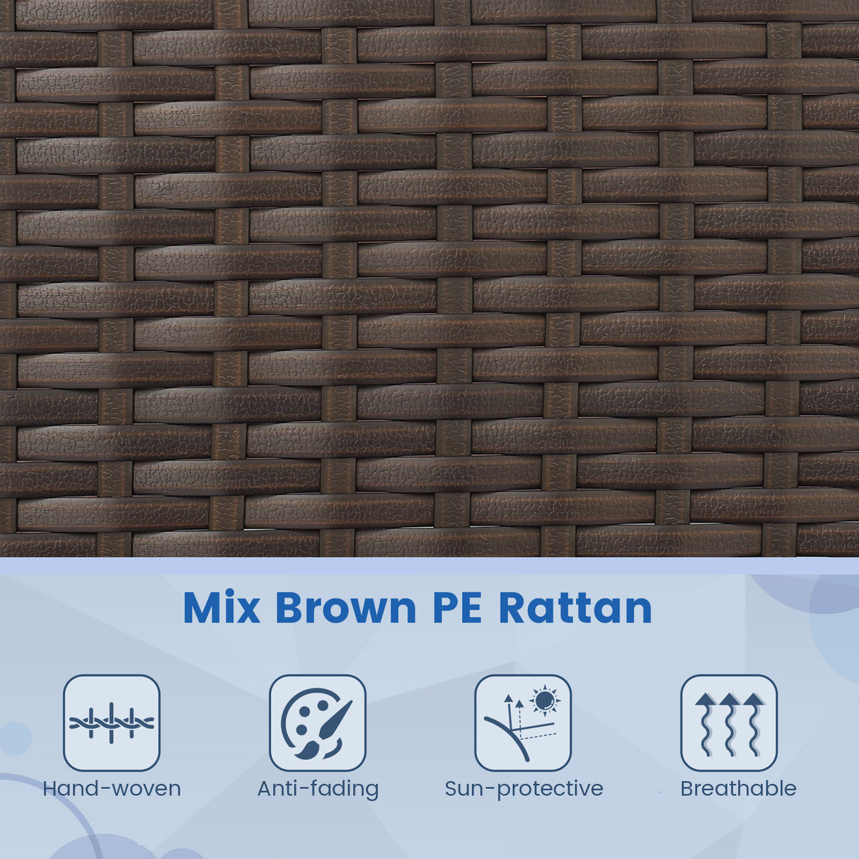 4 Piece Patio Rattan Conversation Set with Cozy Seat Cushions