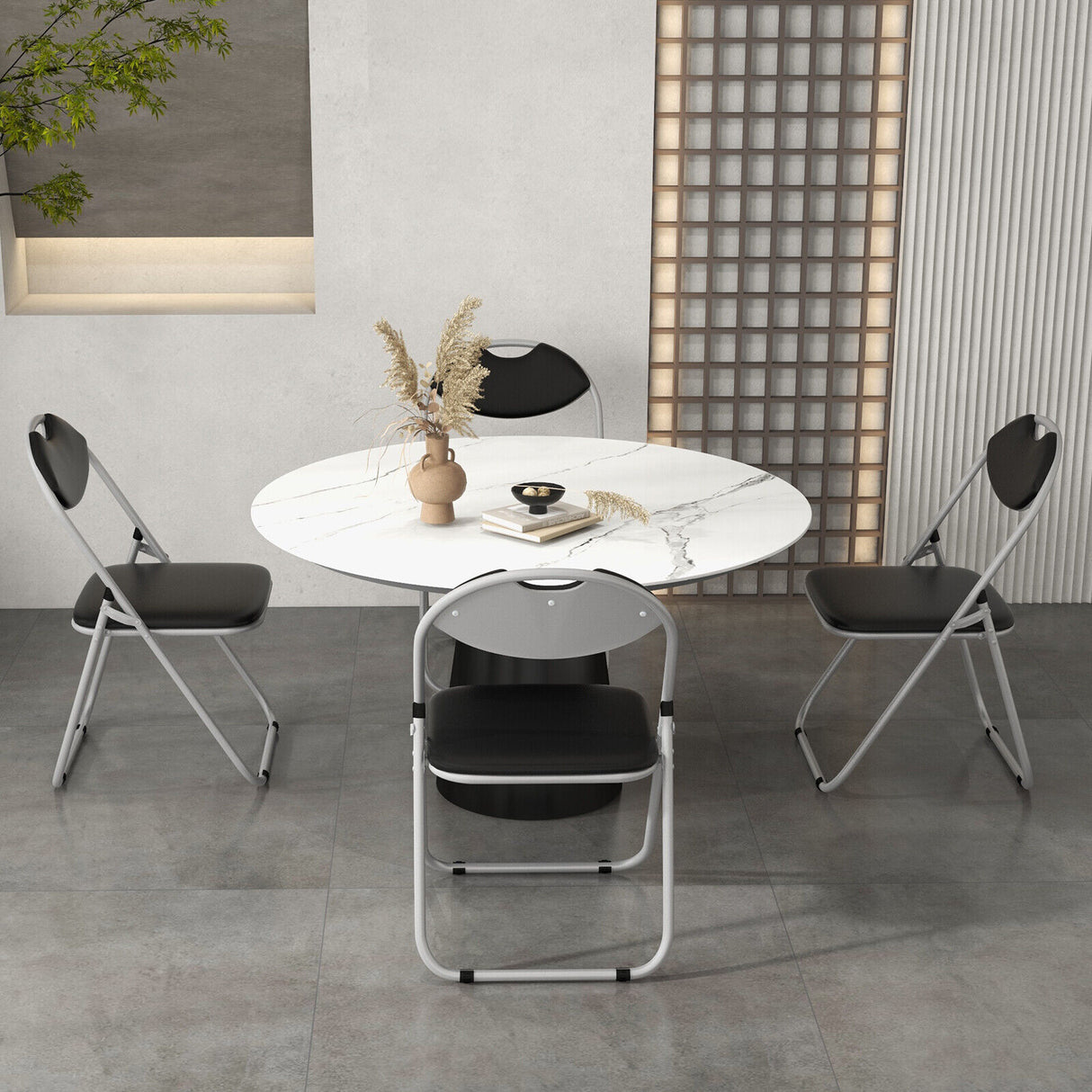 6 Pieces U-Shape Folding Chairs with Hollow Handle