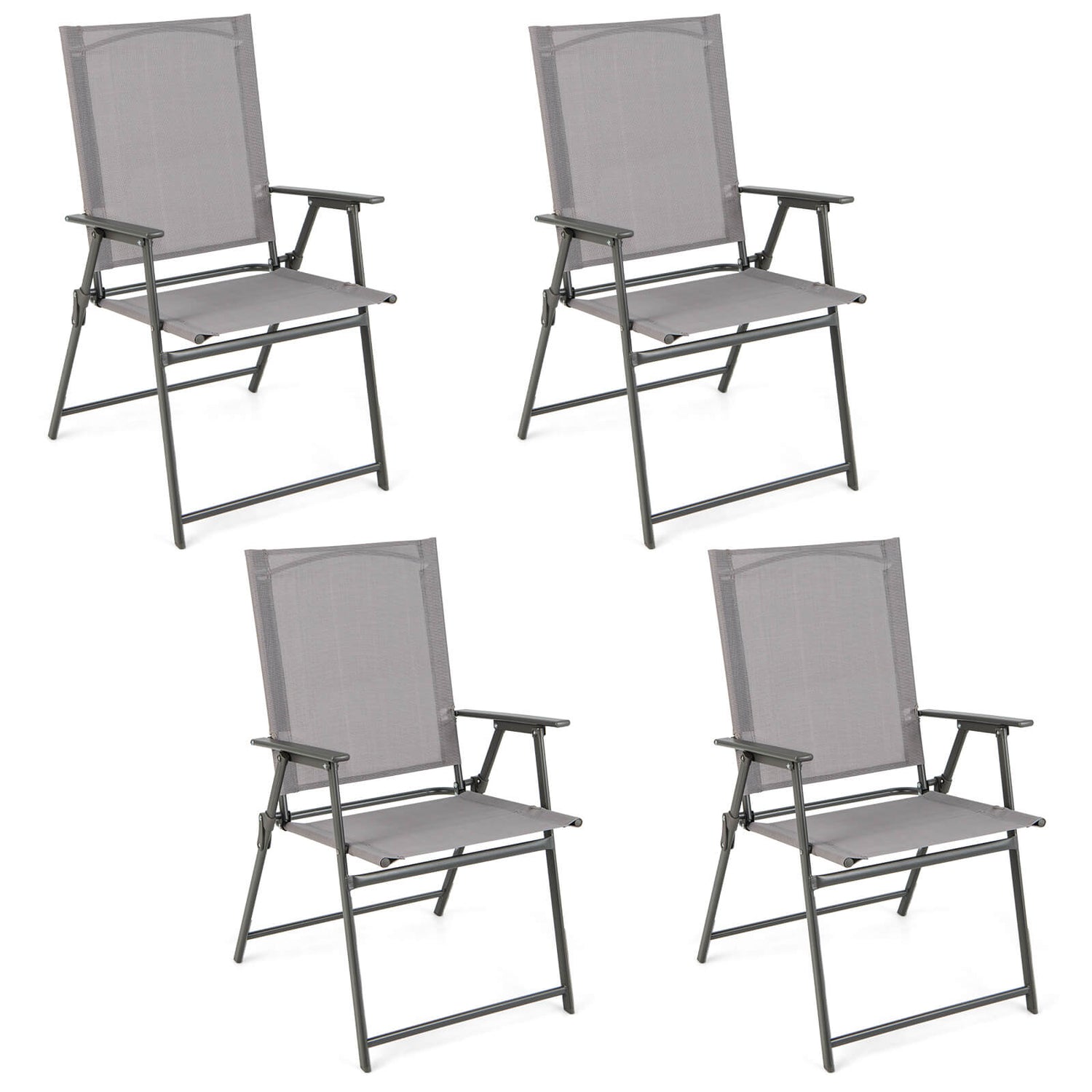 Set of 4 Patio Folding Chair Set with Rustproof Metal Frame