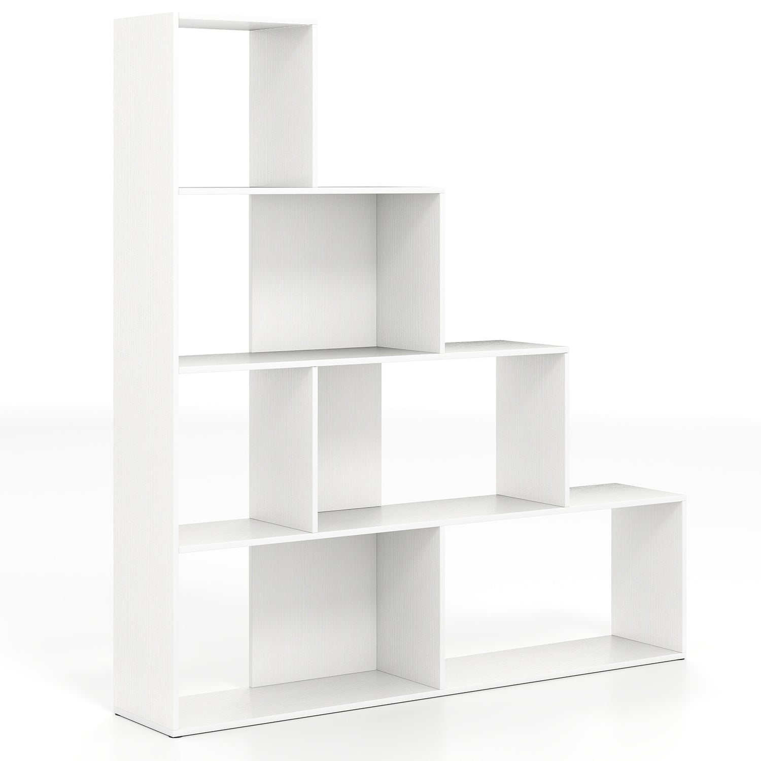 4-Tier Bookshelf Stair Bookcase with 6 Cubes Display Rack