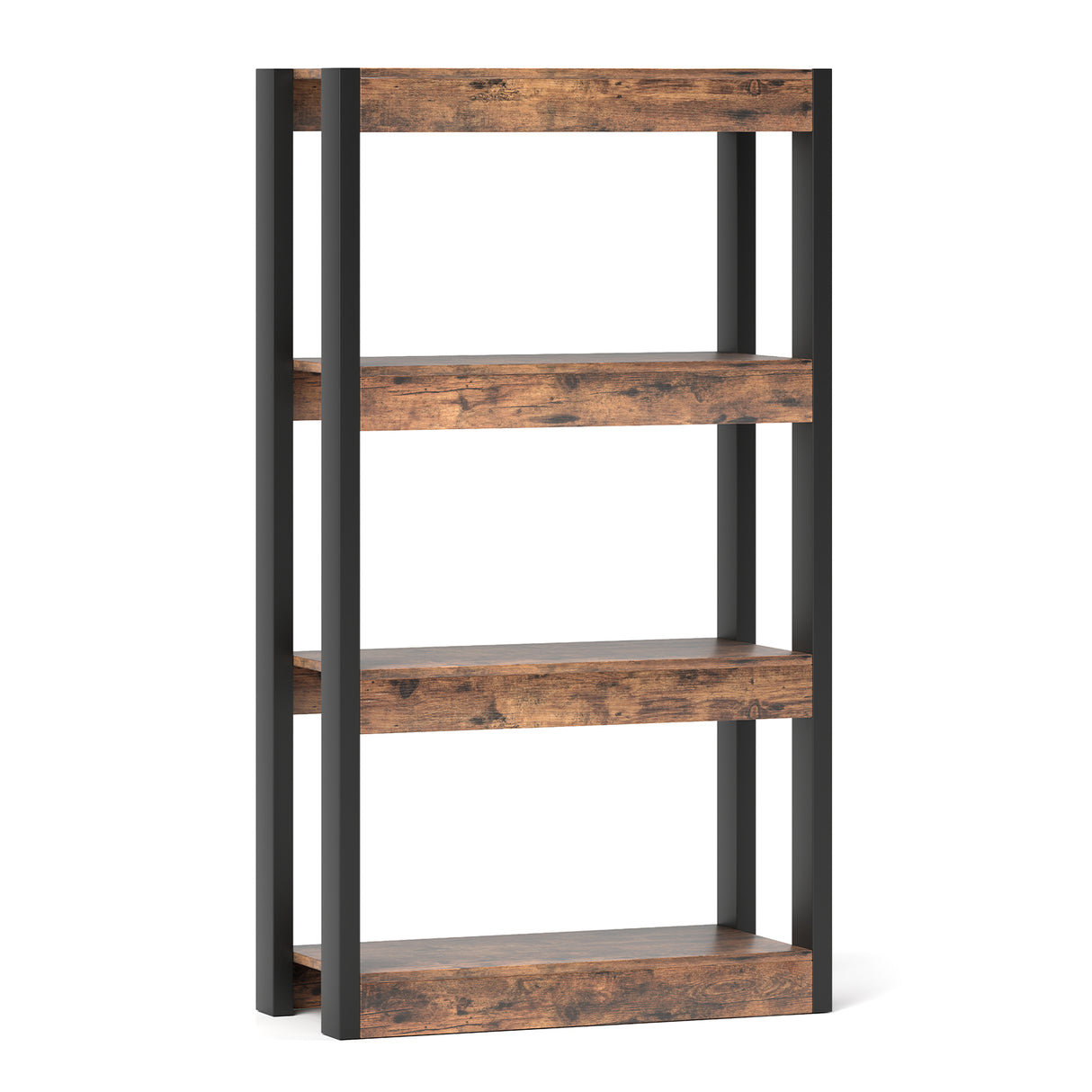 4 Tier Bookshelf Wooden Bookcase with Dual Anti-Tipping Kits