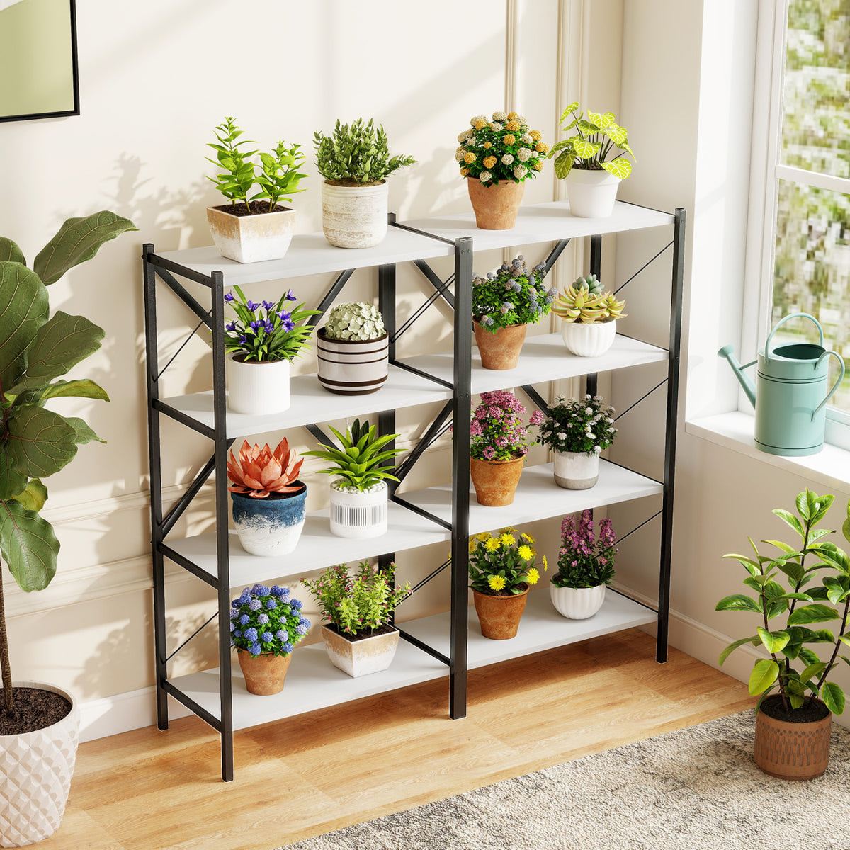 4-Tier Bookshelf with Heavy-Duty Metal Frame