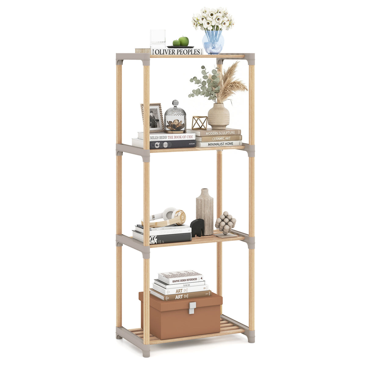 5-Tier/4-Tier Bookshelf with Open Shelves for Home Office and Bathroom-5/Bathroom-4