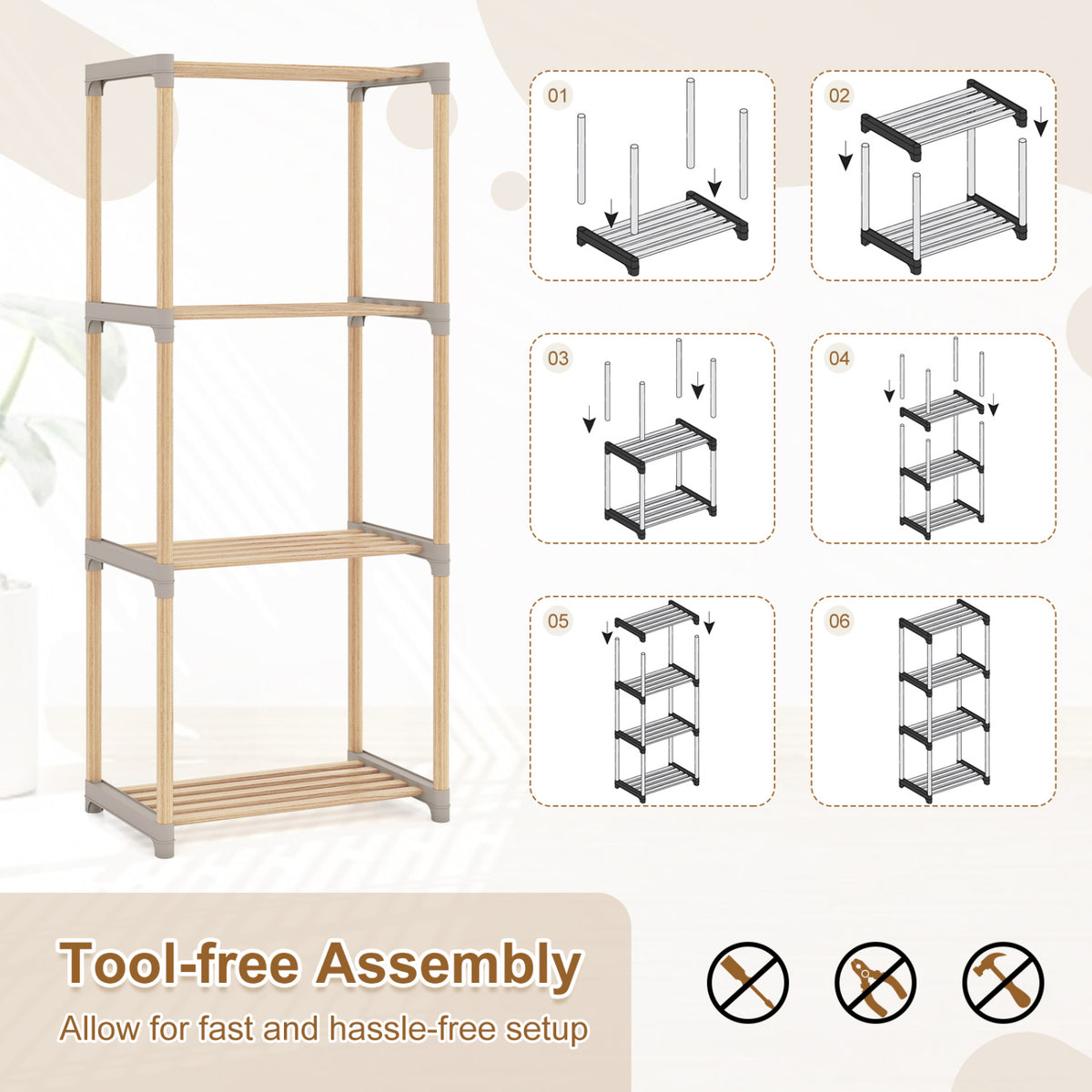 5-Tier/4-Tier Bookshelf with Open Shelves for Home Office and Bathroom-5/Bathroom-4