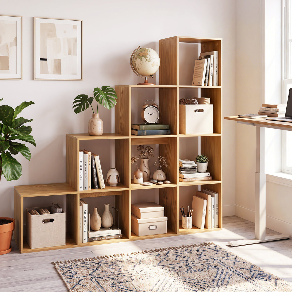 4-Tier Bookshelf with 2 Anti-Tipping Kits for Home Office