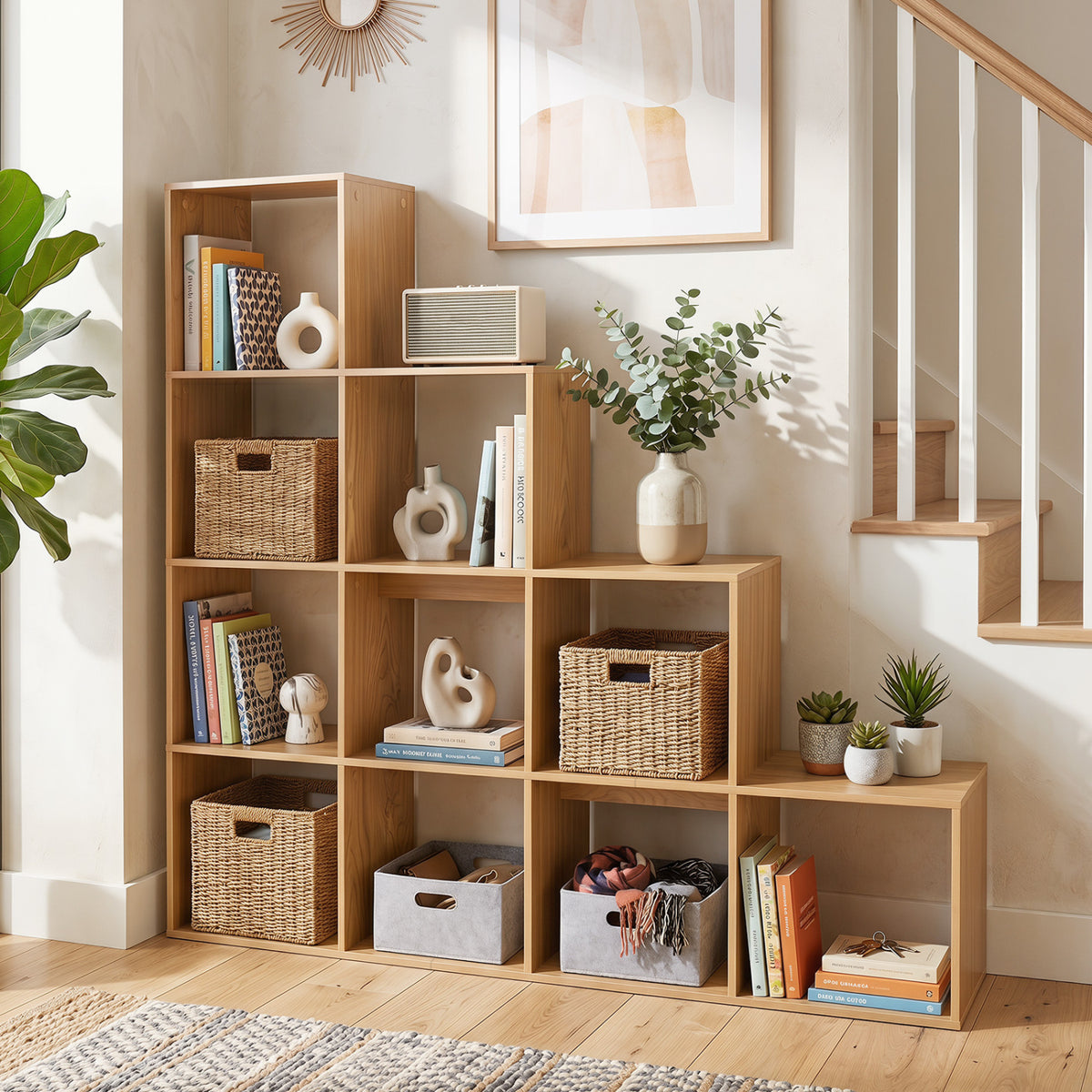 4-Tier Bookshelf with 2 Anti-Tipping Kits for Home Office