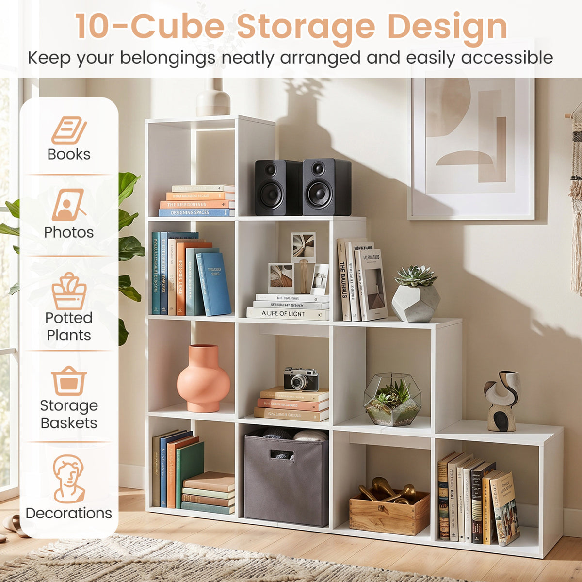 4-Tier Bookshelf with 2 Anti-Tipping Kits for Home Office