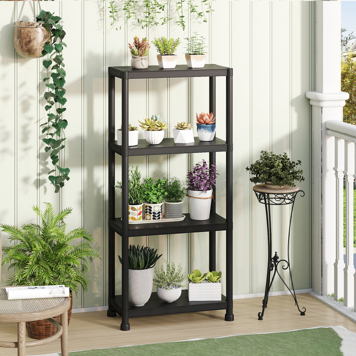 4-Tier/5-Tier/3-Tier Heavy-Duty Plastic Storage Shelves Freestanding Garage Shelving Unit