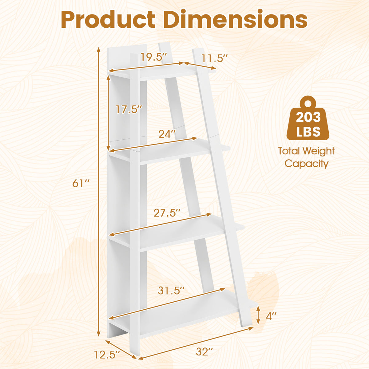 4-Tier Modern Bookshelf Wooden Vertical Display Book Shelf for Small Space