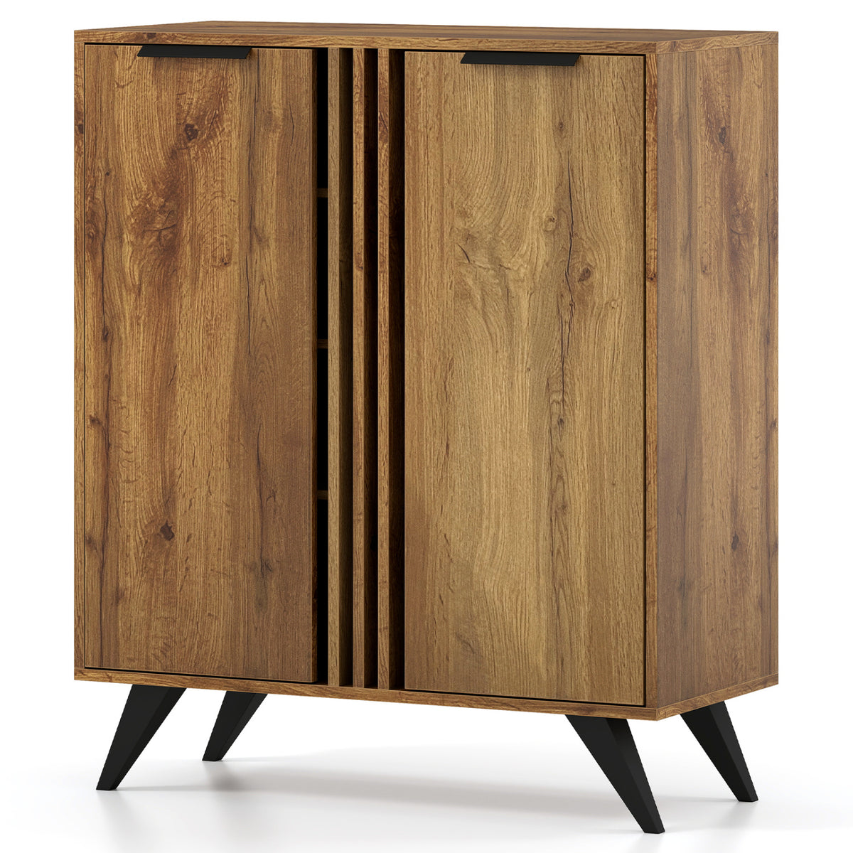 4-Tier Modern Freestanding Hidden Shoe Cabinet with 2 Doors-Natural