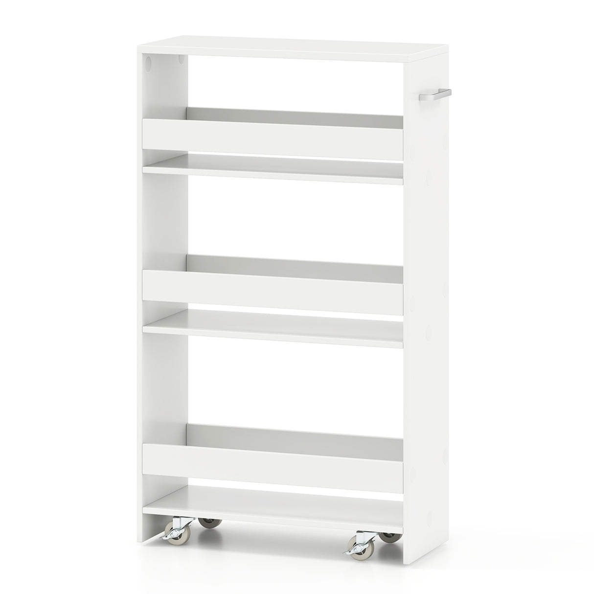 4-Tier Rolling Storage Cart Slim Kitchen Cart on Wheels with Open Shelves and Handle