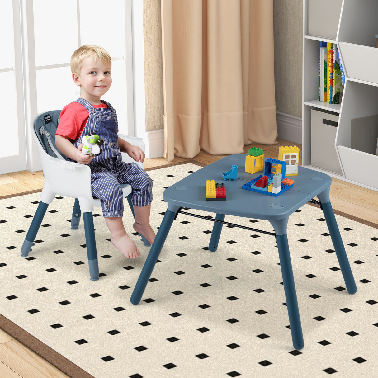 4-in-1 Baby Convertible Toddler Table Chair Set with PU Cushion