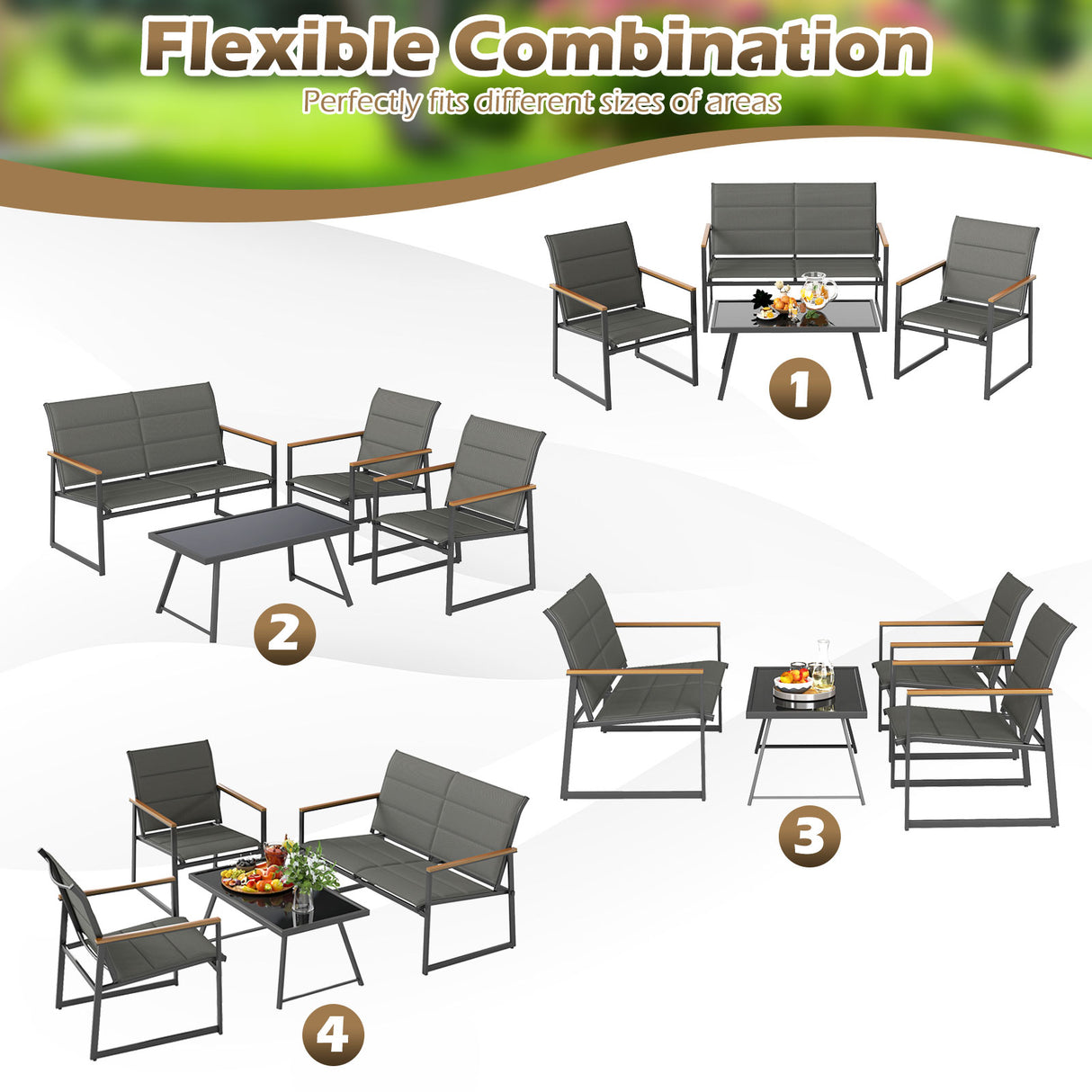 4-Piece Outdoor Conversation Patio Furniture Set