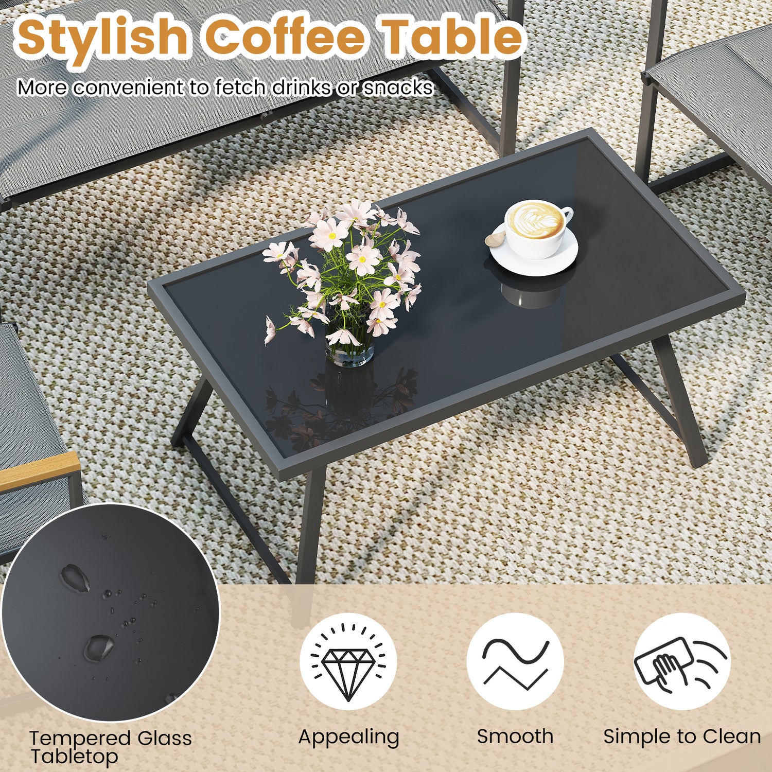 4-Piece Outdoor Conversation Patio Furniture Set