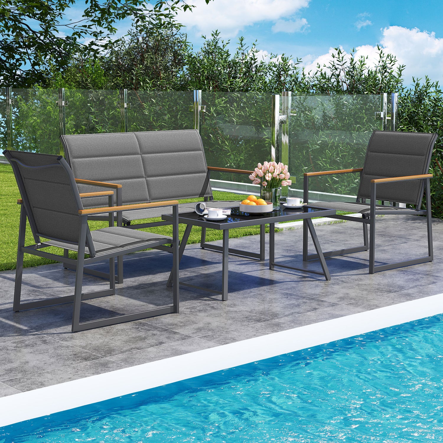 4-Piece Outdoor Conversation Patio Furniture Set