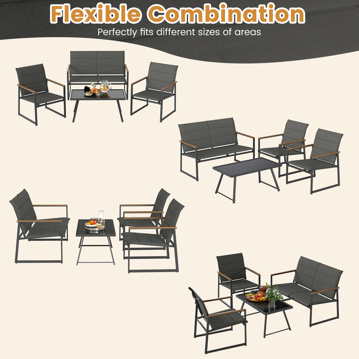 4-Piece Outdoor Conversation Patio Furniture Set