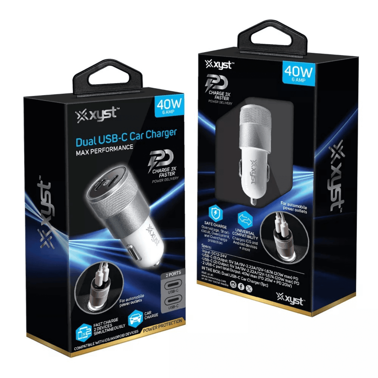 Xyst 40-Watt Dual USB-C Car Charger