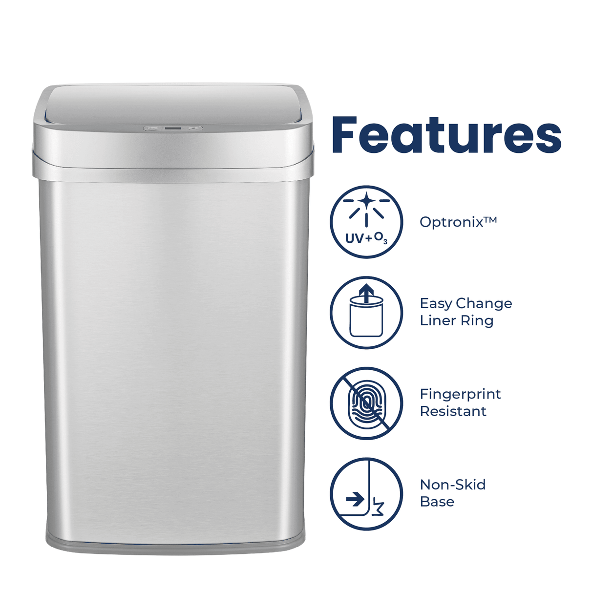 13 Gallon | Nova Series UV Odor Neutralizing Smart Trash Can | ONT-50-81