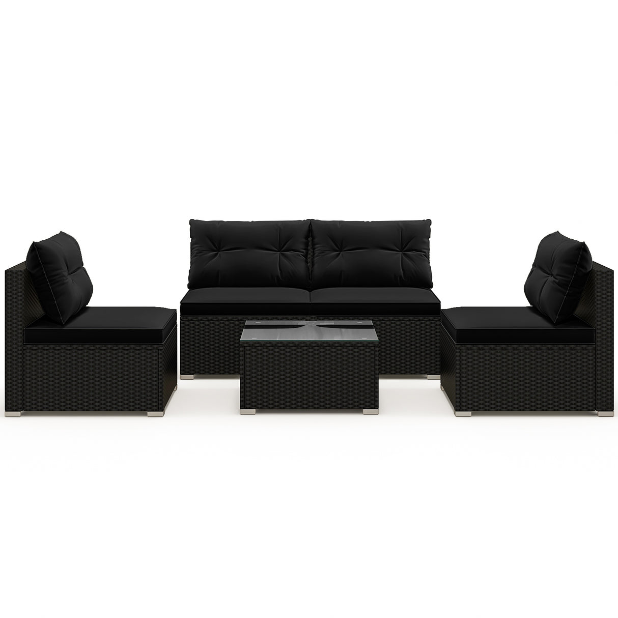 5-Piece Outdoor Patio Furniture Set with Cushions and Coffee Table