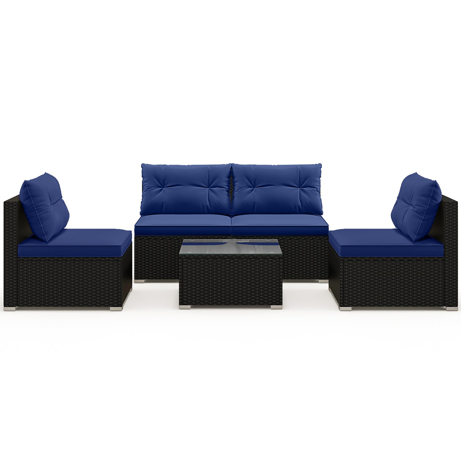 5-Piece Outdoor Patio Furniture Set with Cushions and Coffee Table