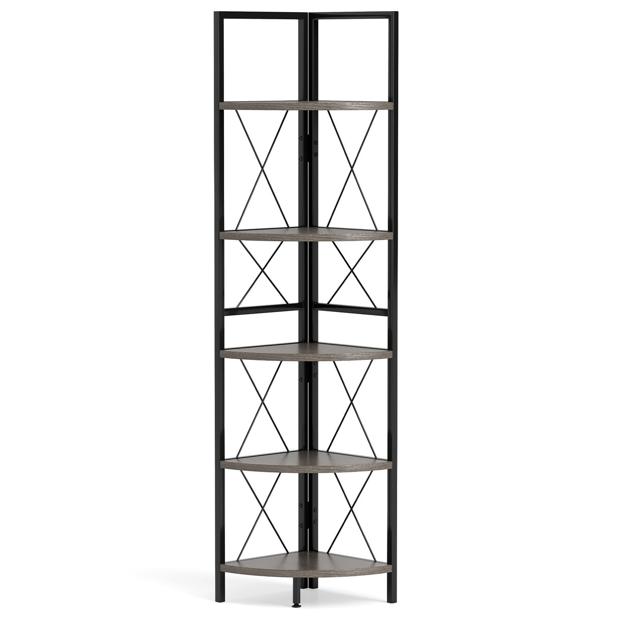5-Tier Freestanding Corner Shelf 63 Inch Tall Storage Rack