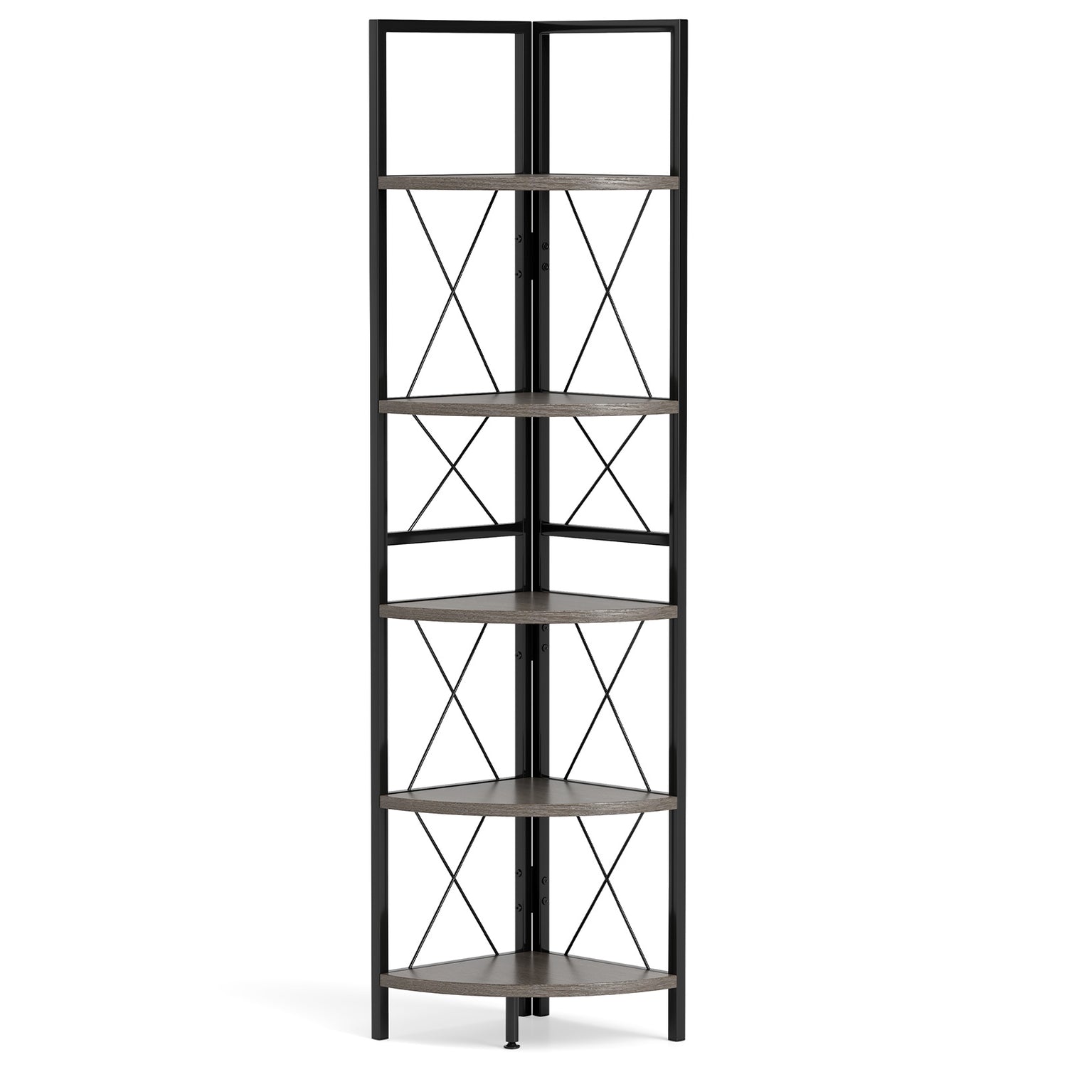 5-Tier Freestanding Corner Shelf 63 Inch Tall Storage Rack
