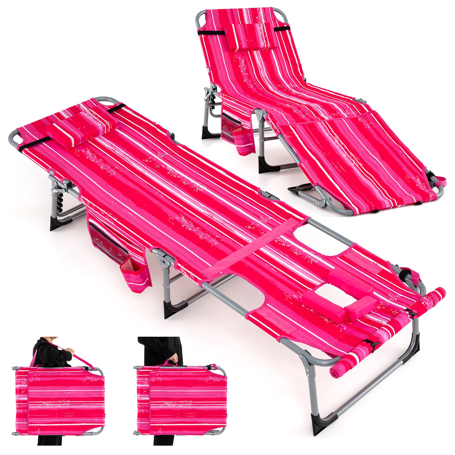 5-position Outdoor Folding Chaise Lounge Chair