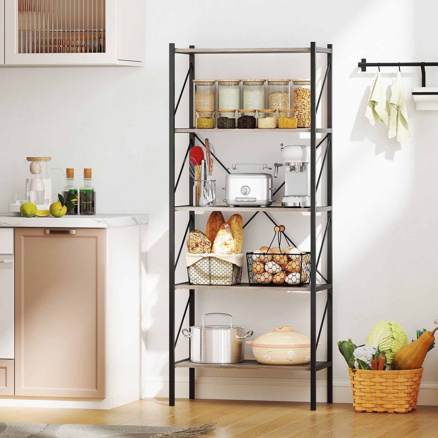 5-Tier Bookshelf with Open Shelves and Heavy Duty Metal Frame
