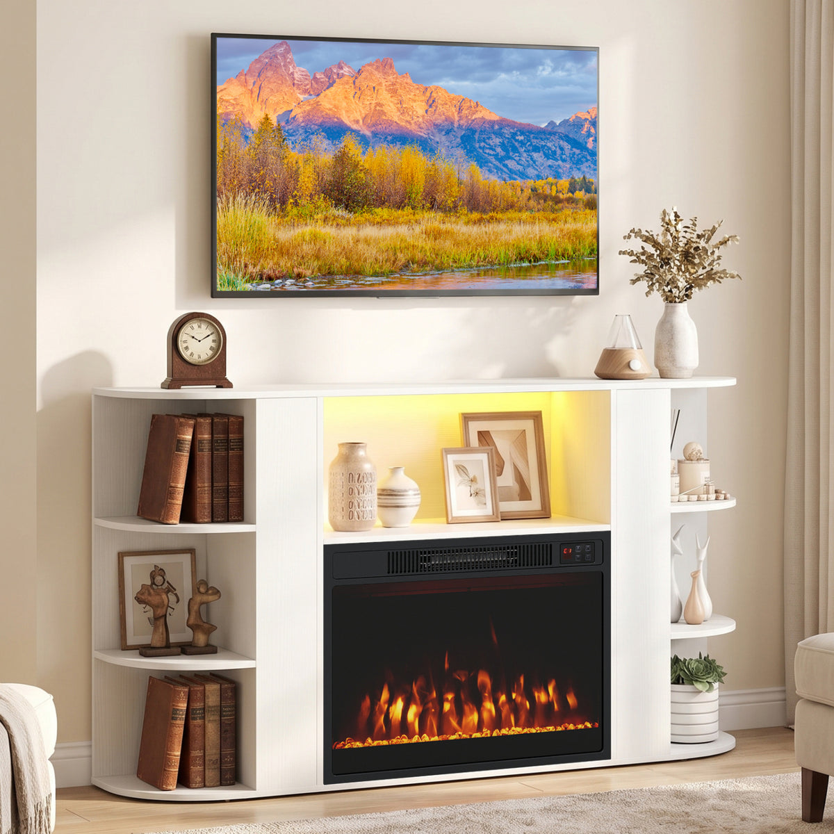 50â Fireplace TV Stand with RGB Lights and 23â Electric Fireplace for Living Room