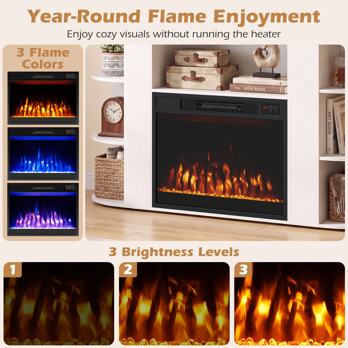 50â Fireplace TV Stand with RGB Lights and 23â Electric Fireplace for Living Room