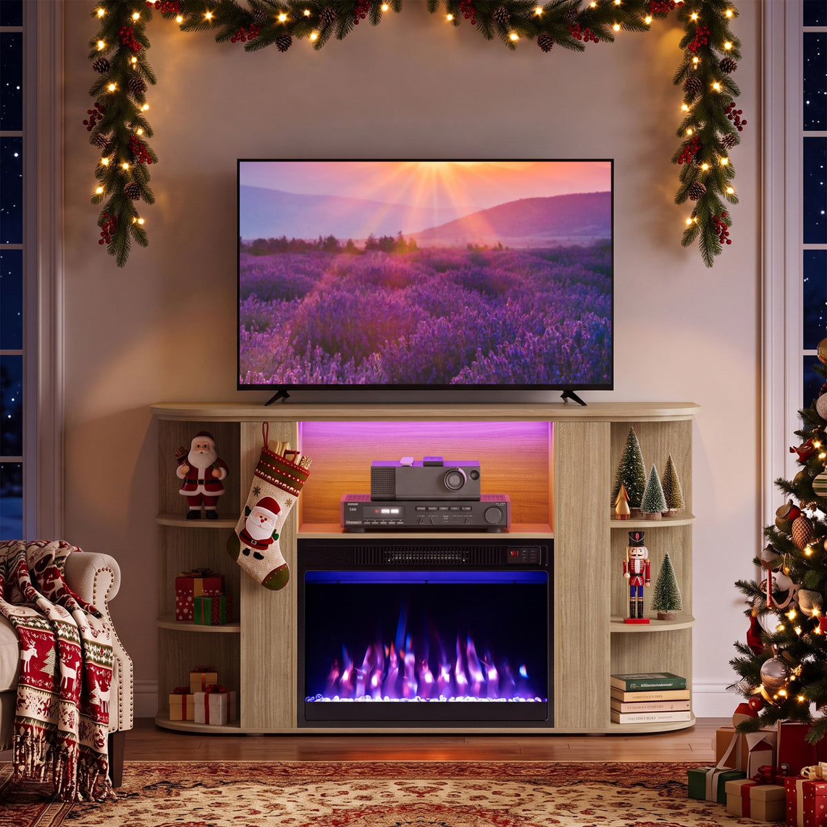 50â Fireplace TV Stand with RGB Lights and 23â Electric Fireplace for Living Room