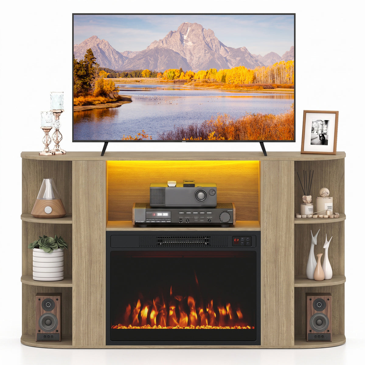 50â Fireplace TV Stand with RGB Lights and 23â Electric Fireplace for Living Room