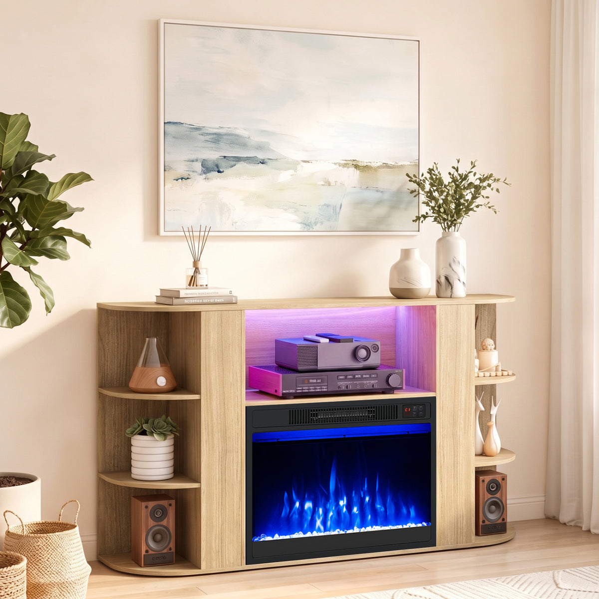 50â Fireplace TV Stand with RGB Lights and 23â Electric Fireplace for Living Room