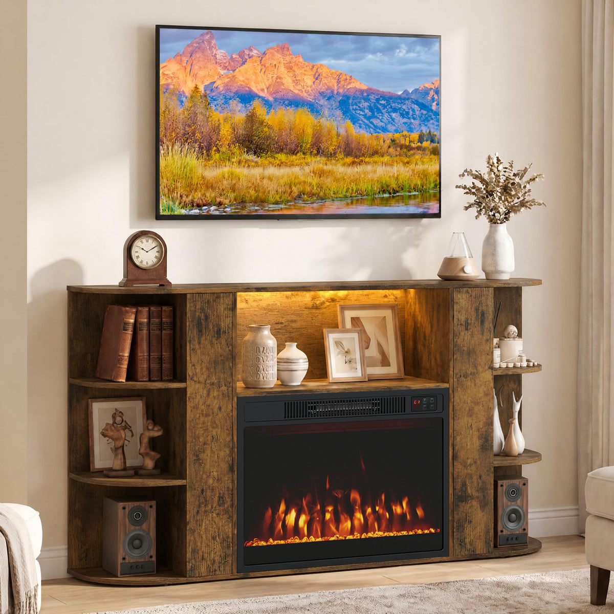 50â Fireplace TV Stand with RGB Lights and 23â Electric Fireplace for Living Room
